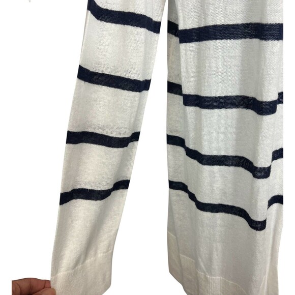 Cynthia Rowley Linen Blend Hooded Cardigan Swim Cover-up Kimono  Size M  Stripe - Picture 4 of 9